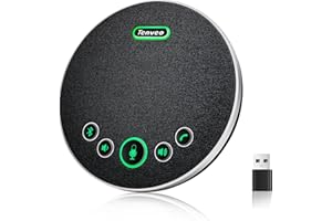 Tenveo Conference Speaker Microphone, Bluetooth/Dongle/USB Connectivity, 360° Sound Pickup and AI Noise Reduction, Compatible with Zoom, Teams, OBS, Supports 10-12 People for 8 Hours of Talk Time