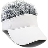 WULIQIUQIU Mens Visor Cap with Fake Hair Novelty Golf Hats Wig Hat Spiked Adjustable Baseball Cap