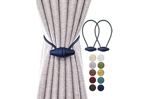 TECVINCI Brand 2 Pack Curtain Tiebacks, 16 Inch Drapery Holdbacks with Upgrade Larger Magnet, Navy, Polyester & Polyester Blend, Indoor & Outdoor Use