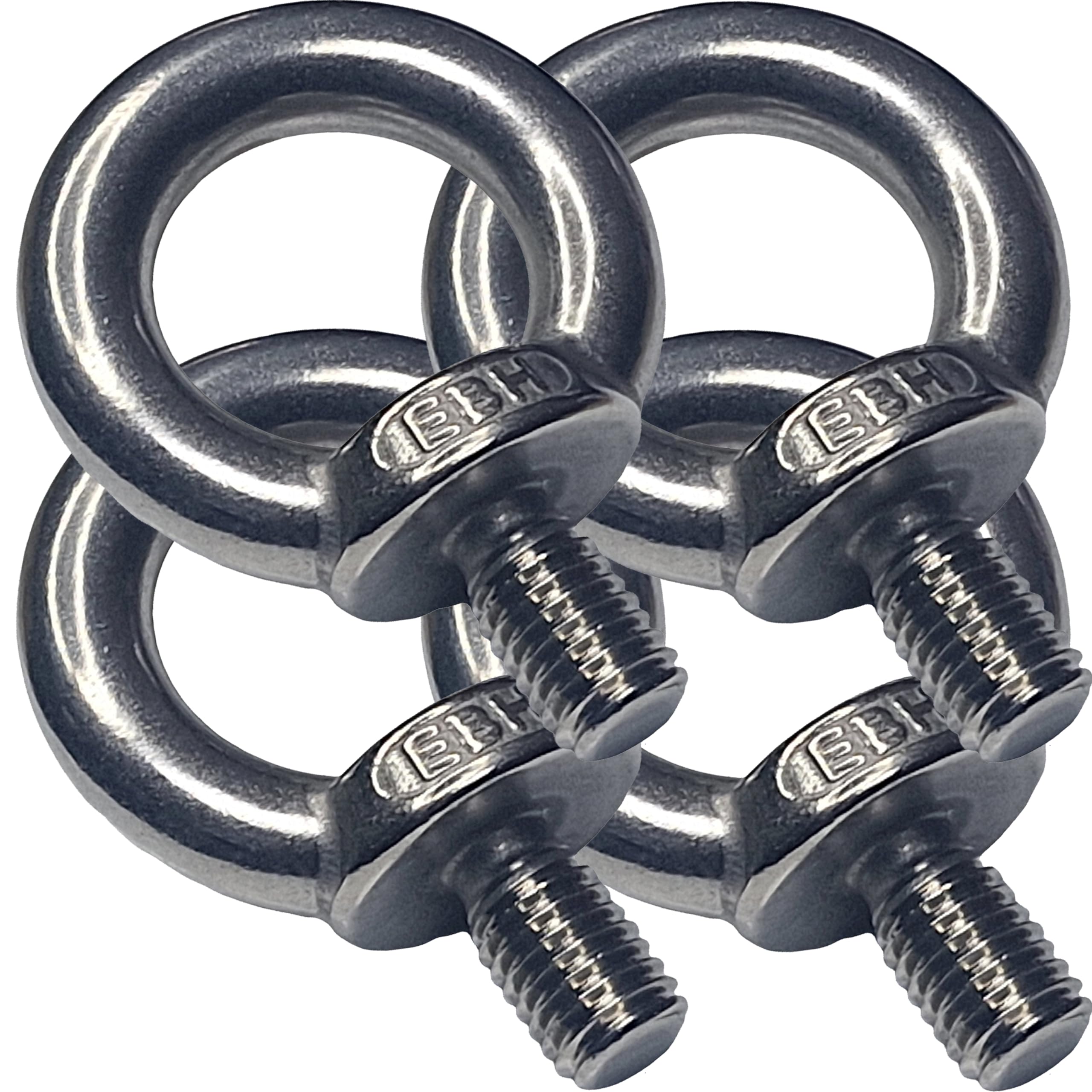 M8 Lifting Eye Bolts Made from Marine Grade A4 Stainless Steel 316 (Pack of 4)
