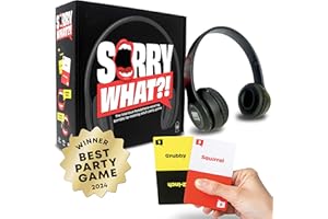 LUCKY EGG Sorry What Game - Uncensored Lip Reading Party Games for Adults - Based On The Headphone Challenge TikTok Trend - 2+ Players 40,000 Funny Phrase Combos - Card Games for Adults & Friends (Ages 17+)