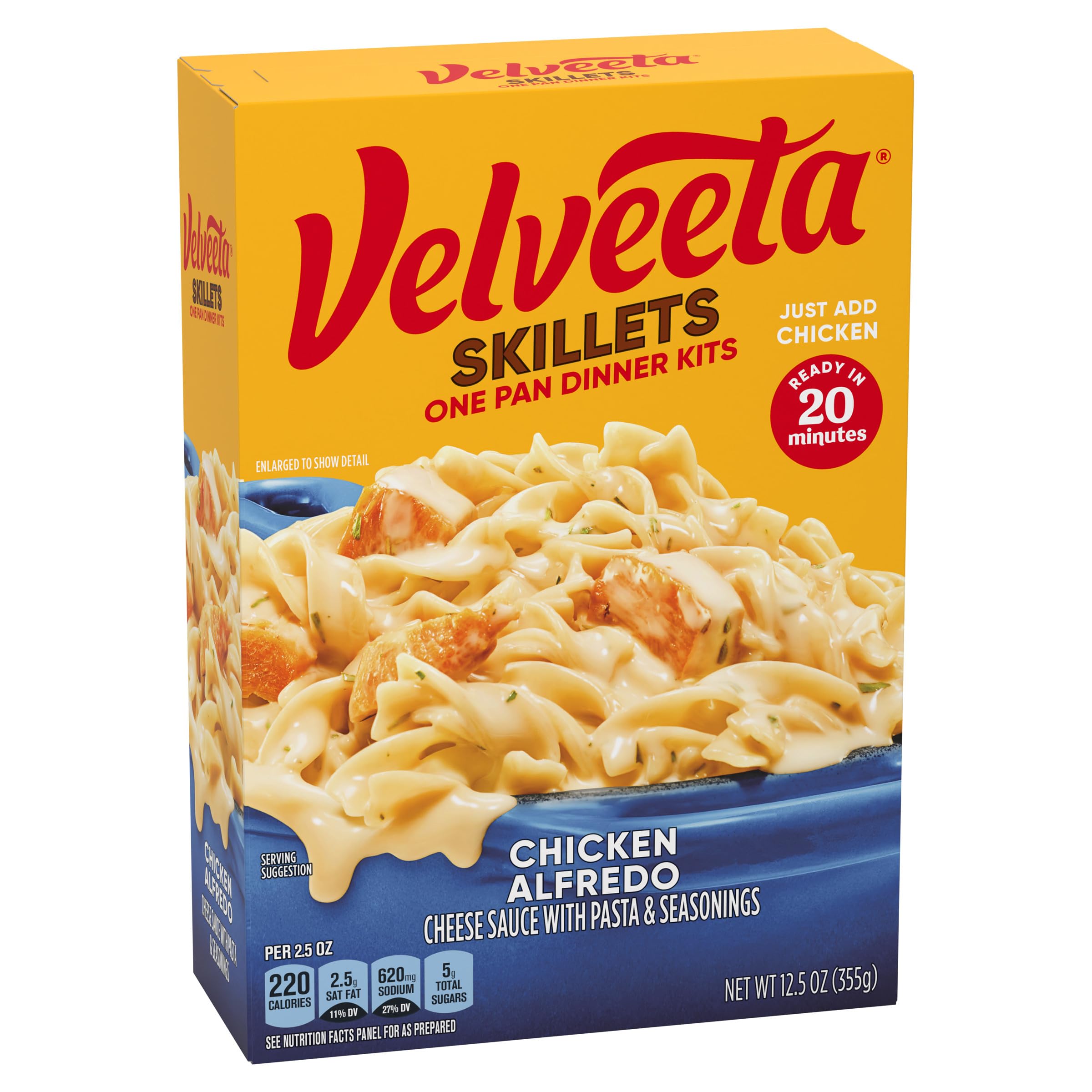 Velveeta Skillets Chicken Alfredo One Pan Dinner Kit, 12.5 oz Box