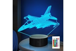 Anywin Warplane Night Lights,Kids Airplane 3D Night Light Bedside Lamp Fighter Toy Light 7 Colors Changing with Remote Control Best Christmas Gifts and Birthday Gifts for Boys Girls Kids Baby