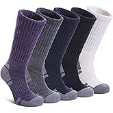 NOCIN COLOR Merino Wool Hiking Socks for Women Men Thermal Winter Warm Boot Socks Athletic Work Cozy Cushion Socks 5 Pairs
