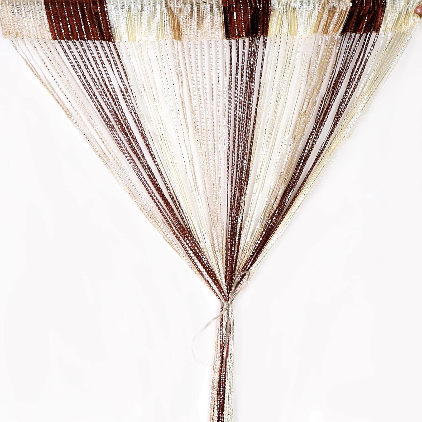 String Curtain Panel, Glitter Door Wall Window Doorways Panel Fly Screen Fringe Room Divider Blinds, Decorative Tassel Ribbon Strip Silver Screen for Living room, Bedroom(Coffee Champagne Beige)
