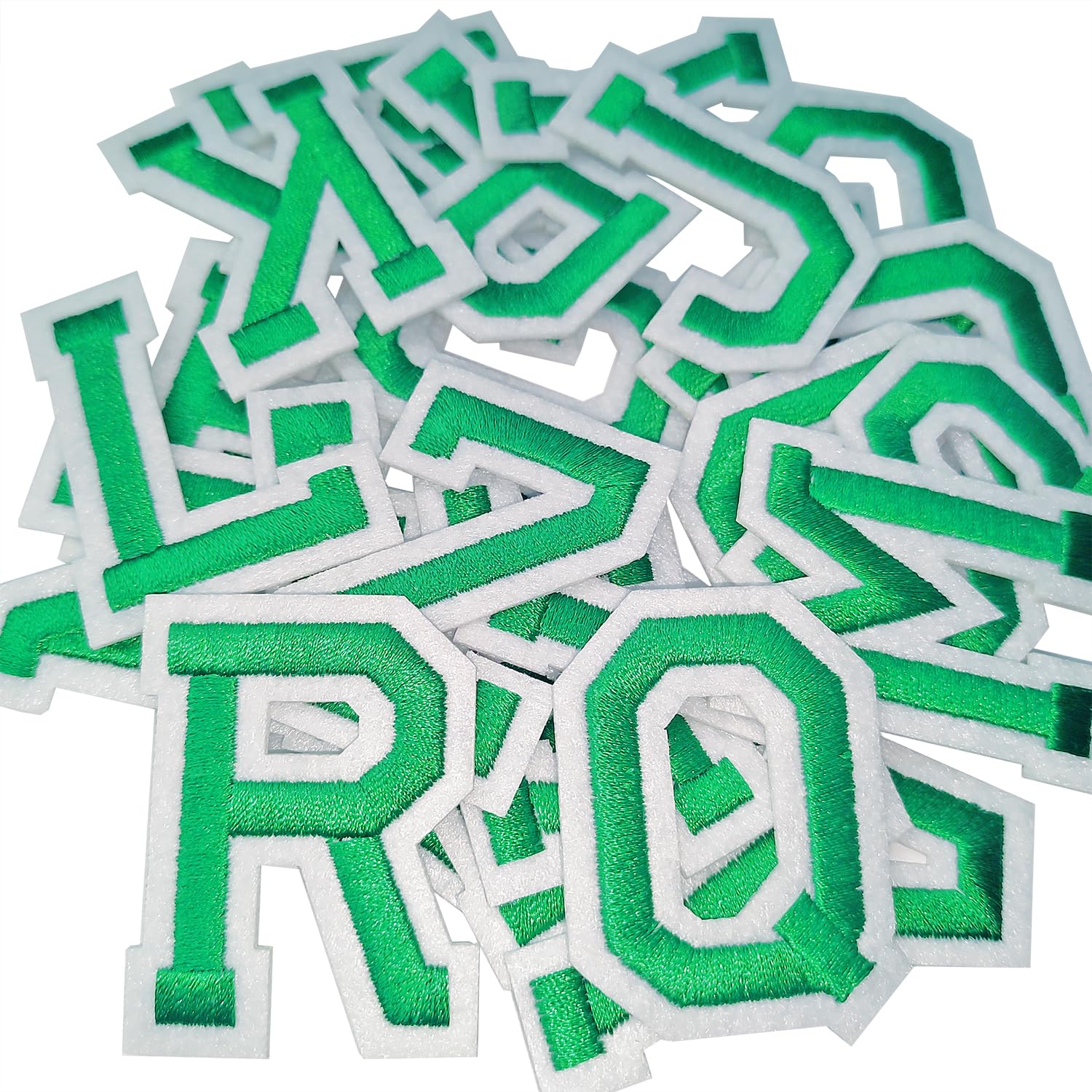 Photo 1 of Iron on Letter Patches 52 Pieces,Green Letter Patches Alphabet Embroidered Patch A-Z,for Hats Shirts Jeans Bags (Green52)