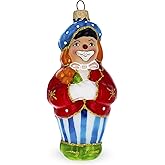 Circus Clown Holding Flowers Glass Christmas Ornament