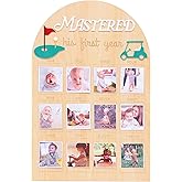 His First Year Golf Photo Board - Hole in One Party Photo Decorations,1st Birthday Photo Wood Board, Golf Prince 1 to 12 Months Photos Display,Golf Themed Monthly Milestone Photos Sign