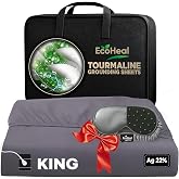 Luxury Tourmaline Grounding Sheets King 20% Silver Fiber, 76% Tourmaline Cotton, 4% Silk, Quality Certified Grounded Well Bed Sheet - Conductive Earth Fitted Sheet for Sleep, Grey