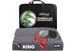 Luxury Tourmaline Grounding Sheets King 20% Silver Fiber, 76% Tourmaline Cotton, 4% Silk, Quality Certified Grounded Well Bed