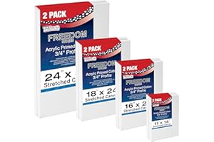 U.S. Art Supply Professional Quality Stretched Canvas, Multipack of 8 Large Sizes, 2 Each 11x14, 16x20, 18x24, 24x36 Inches - 12-Ounce Primed, 3/4" Profile, 100% Cotton - Painting Acrylic Pouring, Oil