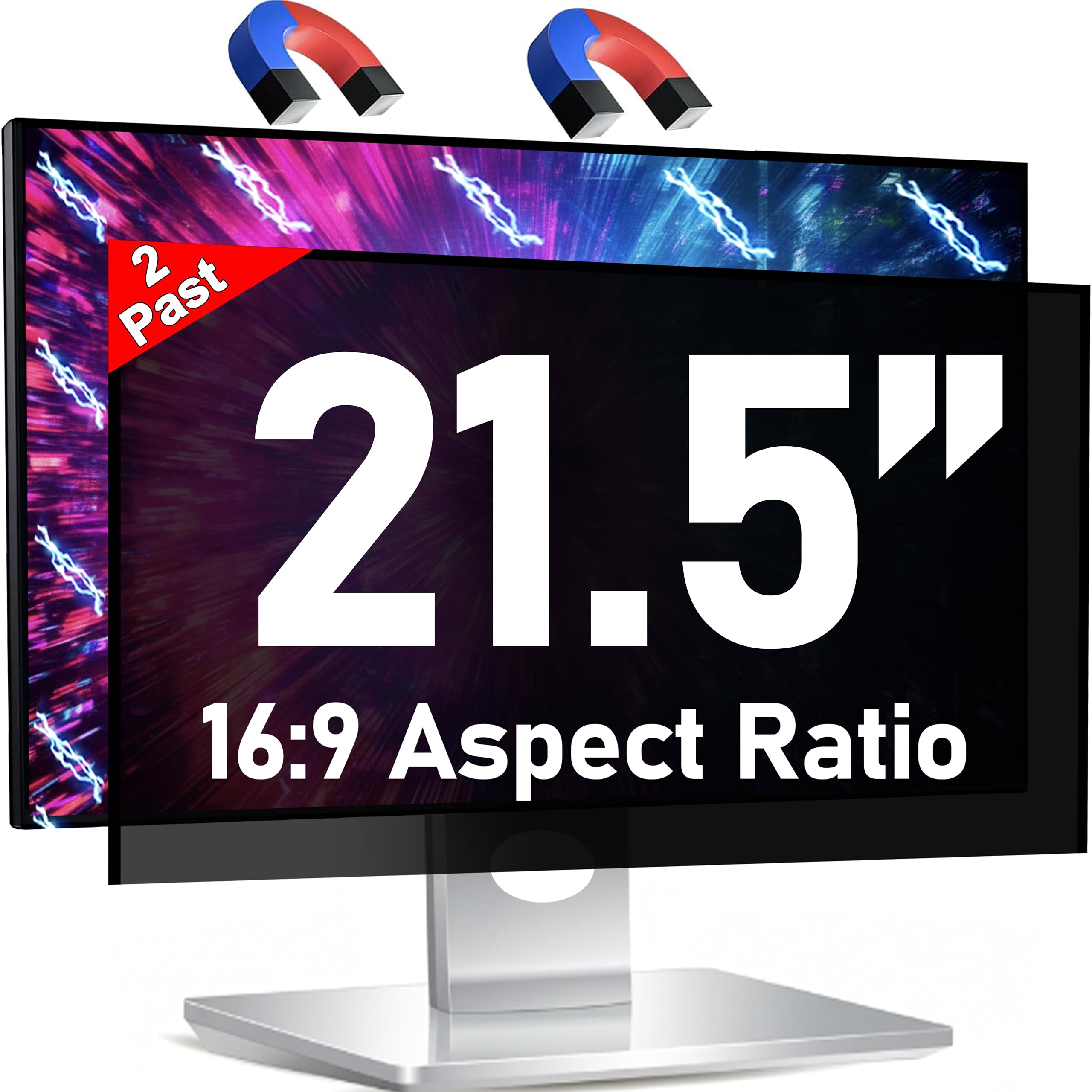 Photo 1 of [2 Pack] Magnetic Easy To Install Computer privacy Screen, Suitable For 21.5Inch 16:9 Widescreen Displays, Detachable Privacy Screen, Anti Blue Light And Anti Glare, Eye Protection And Scratch Resistan