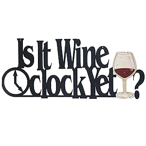 Memory Mats & Word Art Wine Themed Decorative Wall Signs, Kitchen, Home, Restaurant Decoration (is it Wine O'Clock Yet?)