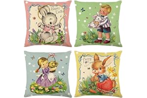 ONFAON Easter Pillow Covers 18x18, Easter Decorations for The Home, Easter Bunny Decor Easter Cushion Case for Couch