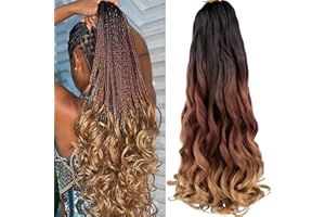 COOKOO 9 Packs 22 Inch French Curls Crochet Hair Pre-Stretched Loose Wave Braiding Hair Ombre 3 Tones Loose Curly Braids Precurled Braids Hair Extentions for BOHO Box Braids 1B/30/27#