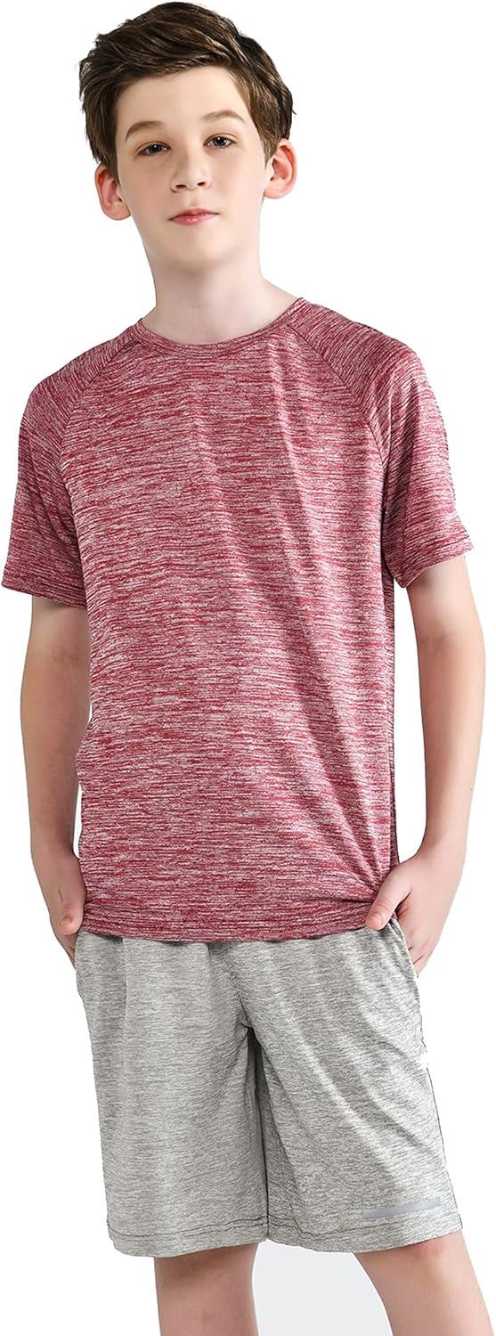 Liberty Imports 5 Pack Big Boys Youth Athletic Quick Dry Crewneck Tees Performance Short Sleeve Shirts: Clothing