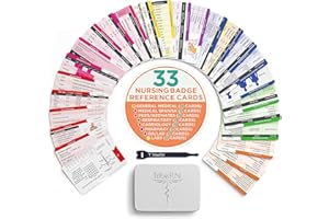 TRIBE RN BadgeGuru Nursing Badge Reference Cards - 33 Double Sided Nurse Badge Cards - 66 Cheat Sheets, Nursing School Essentials, Nursing Students, New Nurses