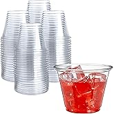 Prestee Clear Plastic Cups – 9oz Disposable PET Water, Wine, and Drink Glasses – Crystal Clear, Durable, Recyclable Party Cups – 100 Count for Holiday, Events, Coffee Shops, Restaurants