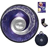 ASTEMAN Handpan in D Minor,432hz, 22 inches with 10 notes, comes with a backpack, courses, finger sleeves, stand, cleaning cloth, and two mallets.