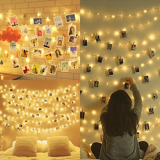 10m 100led Guirlande Lumineuse Interieur Photo Chambre Led Decoration Chambre Porte Photo Mural Guirlande Photo 50 Clips Clou Amazon Fr Luminaires Et Eclairage