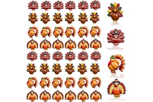 LOPURO Thanksgiving Turkeys Charms 50Pcs Thanksgiving Mini Resin Turkeys Figurine Flatback Charms Turkey Craft Kit Embellishment Hairpin Accessories for Fall Decor DIY Jewelry Making
