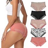 ADOVAKKER Women's Underwear Nylon Silky Lady Cheeky Hipster Panties 5 Pack | Soft Nylon Briefs, Lightweight, Medium Coverage, No VPL, Fits Comfortable for Daily &amp; Formal Occasions