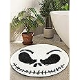 Ouyattle Jack Skellington Halloween Round Bathroom Rugs Mat 2ft, Non-Slip Machine Washable Soft Absorbent Shaggy Bath Rug Spooky Creepy Cute Halloween Bathroom Shower Floor Mat