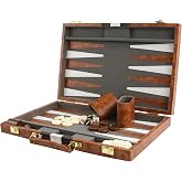 Vovotuzzi 15 Inch Travel Backgammon Set, Brown | For Adults, Classic Board Game, Premium PU Leather Case, Portable Strategy Game