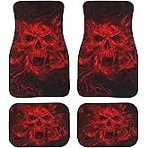 GEMEICHI Red Skull Car Floor Mats Full Set of 4,Gothic Skull Skeleton Horror Skull Art Abstract Design Universal Front Rear Car Rugs Custom Floor Mats for Cars Auto Car Decor Accessories for Trucks