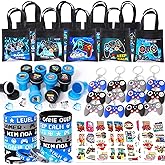 60Pcs Video Game Party Favors Gamer Birthday Party Supplies for Kids Non Woven Bags Silicone Bracelet Stamper Keychain Glow Sticker Game on Gift Goodie Treat Bag Fillers Boy Gaming Party Favors
