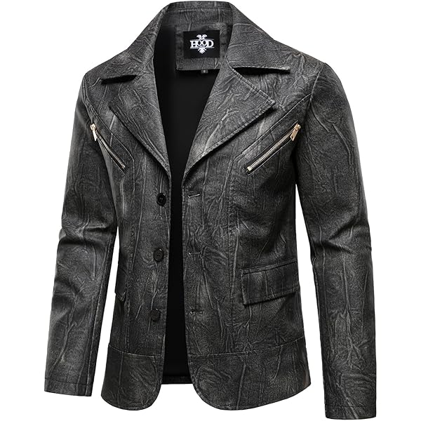The Jacket Maker Urban Slate Men's Black Leather Coat | Urban