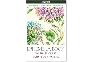 FAYWARE Washi Vintage Stickers for Scrapbooking - Ephemera Book for Journaling with 453 Stickers and 20 Scrapbook Papers. Ephemera for Junk Journals, Journaling Supplies