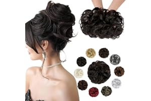 Felendy Large Messy Bun Hair Piece Wavy Curly Hair Bun Scrunchies Thick Chignon Ponytail Extension Elastic Band Updo Syntheti