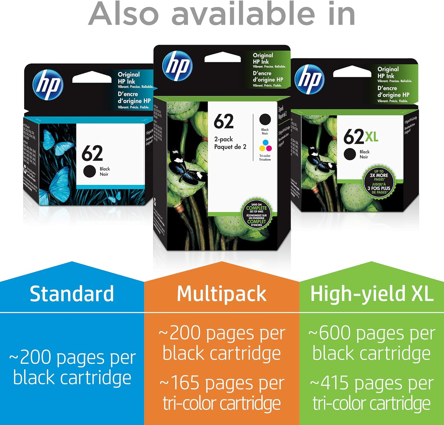 HP 62 | Ink Cartridge | Tri-color | C2P06AN, Single: Office Products