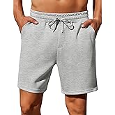 PINSPARK Mens Lounge Sweat Shorts, 7" Casual Elastic Waist Gym Workout Shorts with Drawstring