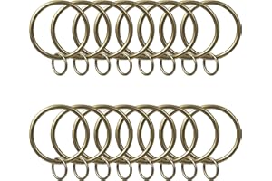 INCREWAY Curtain Rings, 16 Pcs 1.46 Inch Inner Diameter Metal Curtain Rings with Eyelets, Decorative Drapery Window Eyelet Ri