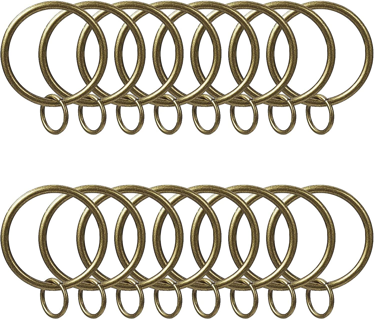 INCREWAY 16pcs Eyelet Curtain Rings, 1.46-Inch Inner Diameter Curtain Ring Loop Round Curtain Rings Hook Pins - Antique Brass