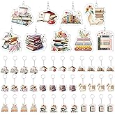 Namalu 36 Pcs Bookish Keychain Charms Acrylic Book Lover Keychain Gifts Bulk Book Club Gift for Women Teacher