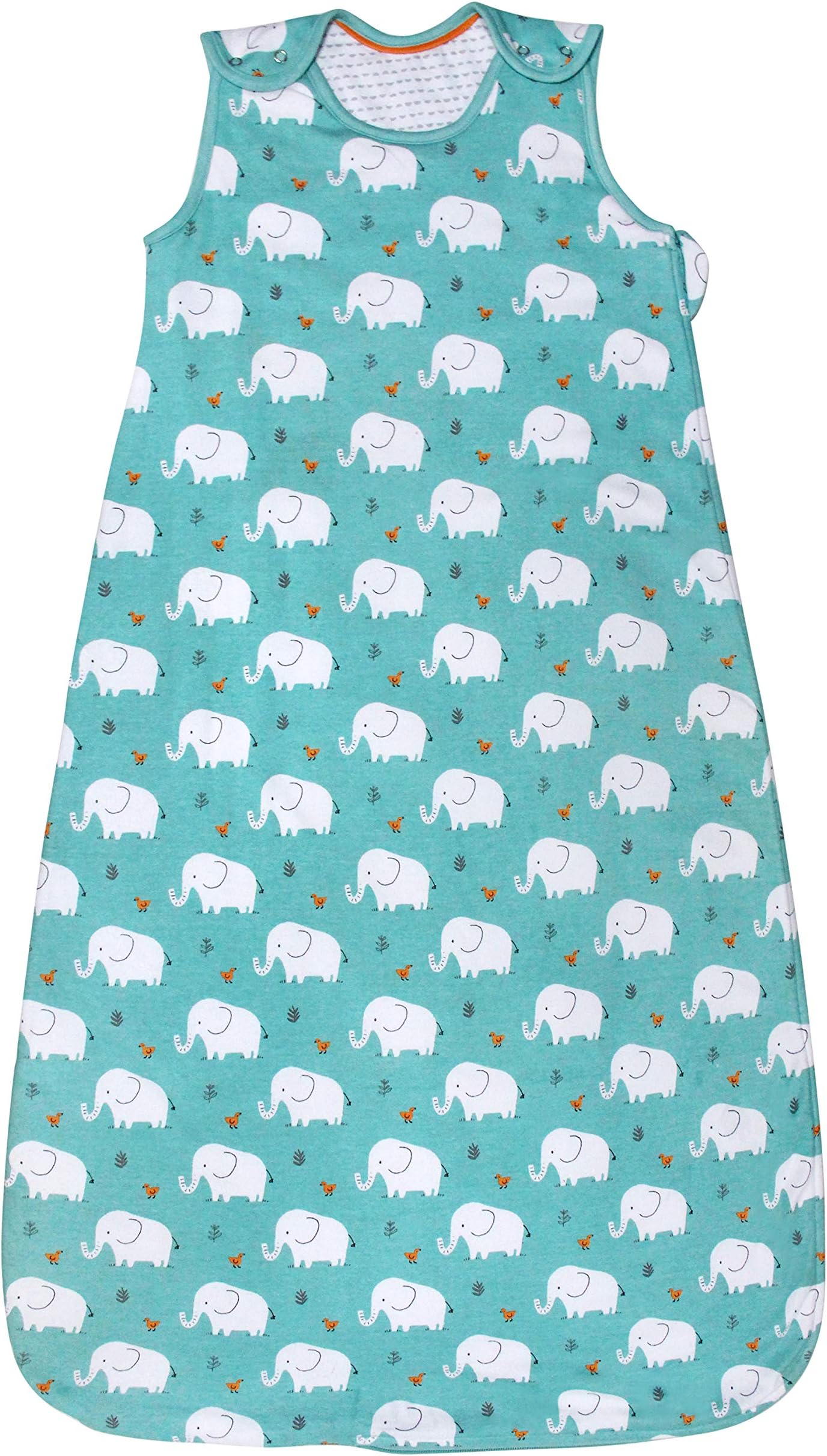 Baby Sleep Sack, 100% Cotton Wearable Blanket Baby Boy Girl Infant Kids Child Sleeping Bags Prevent Kicking Quilt (Blue Elephant, 0-6 Month (70cm))