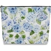 AgriFusion Tech Hydrangea Makeup Bag for Women, Watercolor Floral Linen Cosmetic Pouch - Garden Themed Travel Organizer, Nature Gift for Her, Birthday Mother's Day Essential