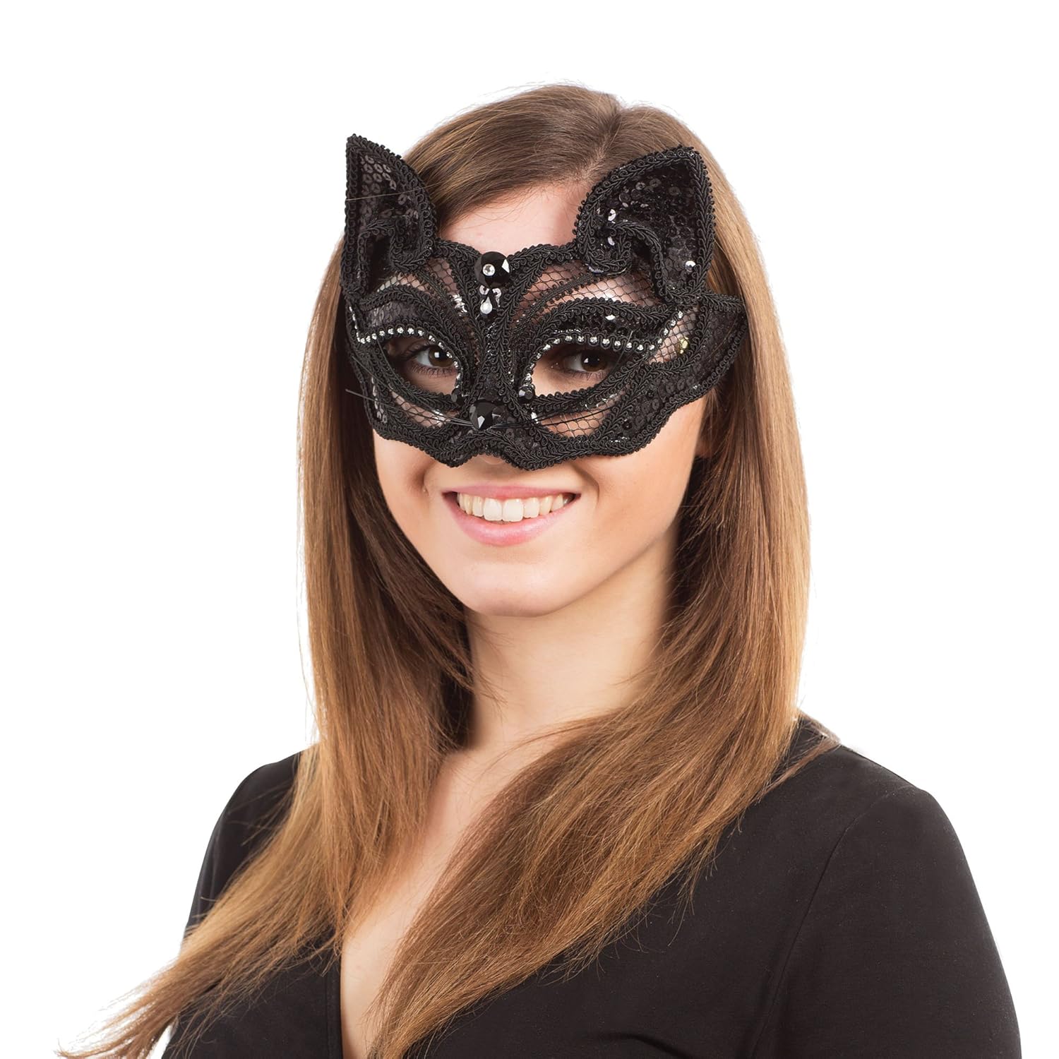 Bristol Novelty Cat Eye Mask Glasses Frame, PET, Polyester, Plastic