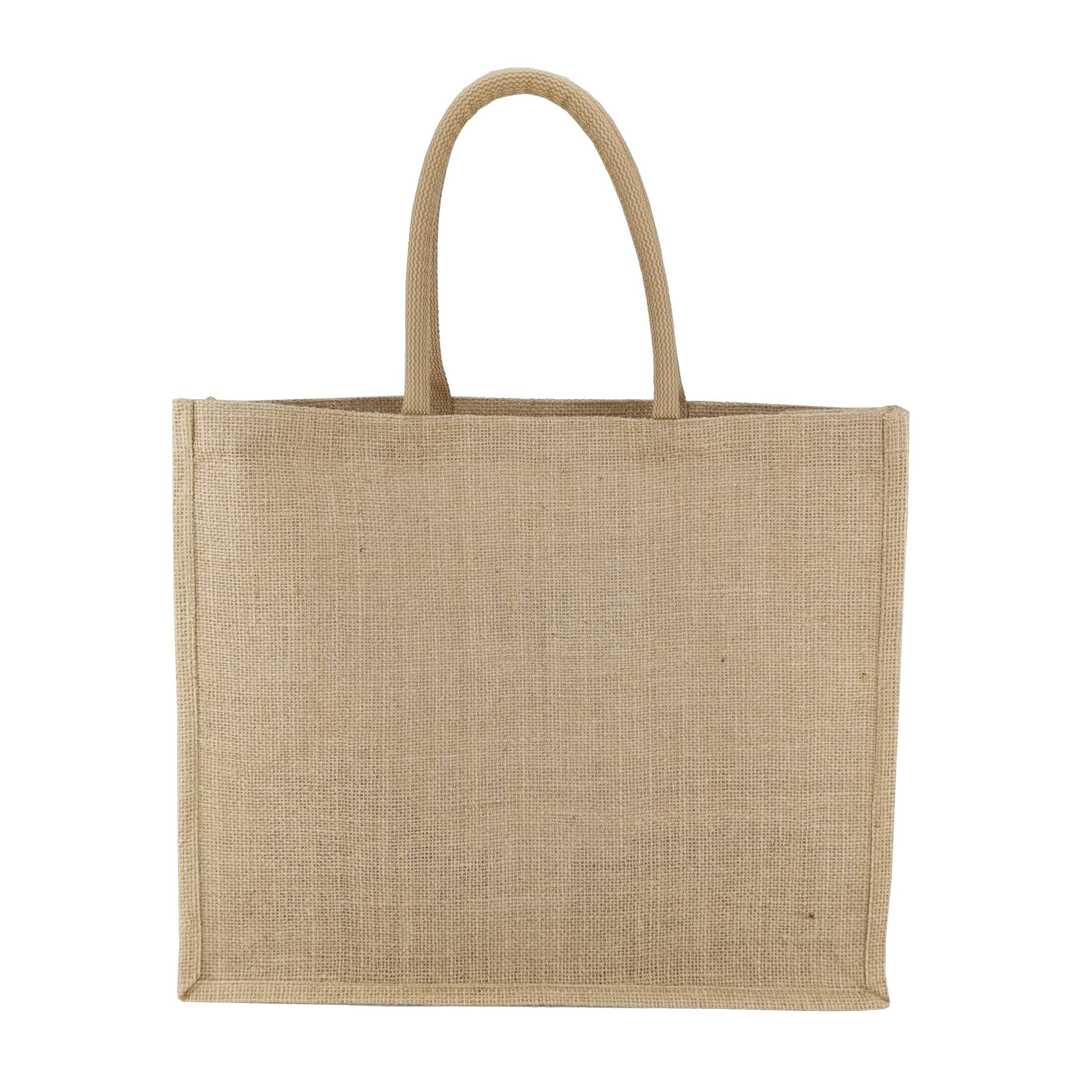 LEVIATAN EKO Jute Bag 42 x 36 cm - 100% Jute Shopper, Laminated Bag, Natural Jute Bag - Robust and Large