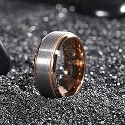 TRUMIUM 8mm Mens Wedding Bands Rose Gold Plated