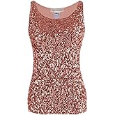 Anna-Kaci Womens Sparkle & Shine Glitter Sequin Sleeveless Round Neck Tank Top