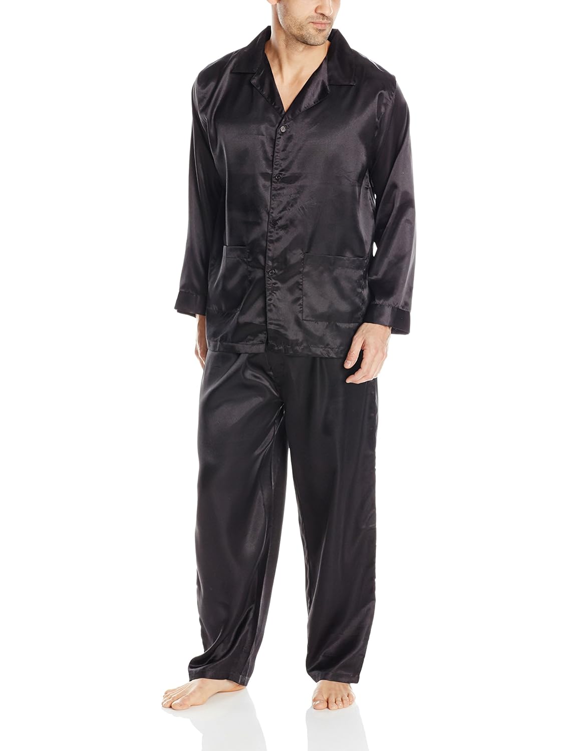 intimo men's poly satin pajama set