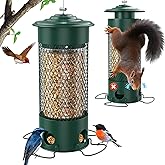 Olaiti Metal Squirrel Proof Bird Feeders for Outdoors Hanging,Weight-Activated Large Capacity Feeder for Wild Finch, Cardinal,Blue Jay, Chickadee, Weatherproof and Durable 4 Perches,Green