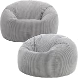 icon Kingston Cord Bean Bag Set of 2 Dawn Grey Large with Filling Included