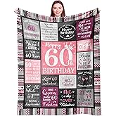 Ivivis 60th Birthday Gifts for Women Throw Blanket 60”X50”, Happy 60th Birthday Decorations Gift Ideas for 60 Year Old Woman, 1966 Bday Gifts for Mom Grandma