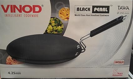 Vinod Pearl Hard Anodized Aluminium Concave Tawa, 26.5cm, Black