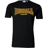 Lonsdale Men's Classic Flock Print Premium Logo T-Shirt 100% Cotton Slim-Fit